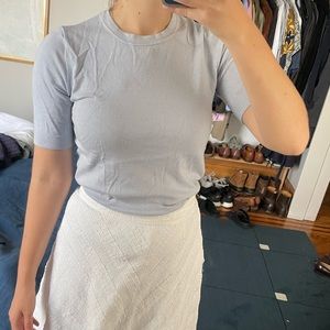 ZARA Knit Baby Blue Soft Short Sleeve Sweater in Size Small